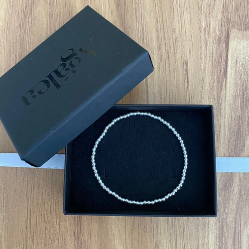 Imagen 8 de 10 de Pulsera De Plata 925 Bolitas De 2.5mm Elástico Mujer Agálea