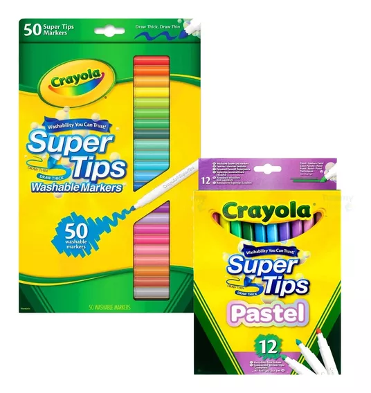 Marcadores Plumones Crayola Super Tips Pastel 12 Colores