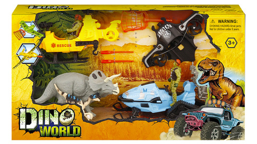 Dino World Dinosaurios Con 3 Vehiculos Ck