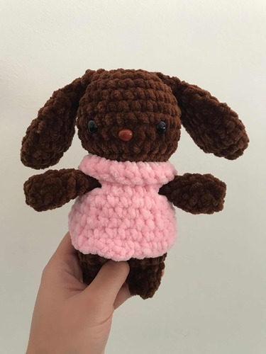 Peluche Conejo Amigurumi En Crochet Buzo Rosado