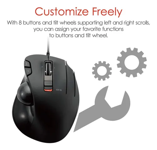 Mouse De Trackball Con Cable De Elecom G-g, Ergonómico, Del
