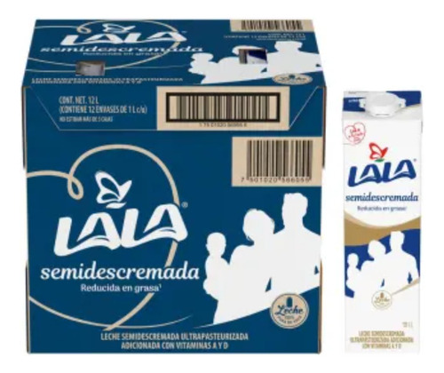Leche Semidescremada Lala 12 Pzas 1 L C/u