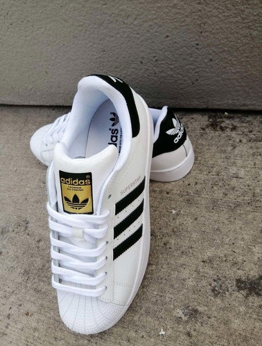 Adidas Clásicos (superstar,concha) Con Caja Azul Og Blanco/n