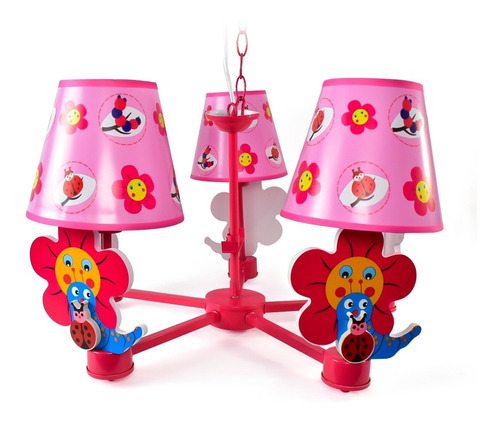 Candil Colgante Decorativo Flores Infantil 3 Luces Lámpara