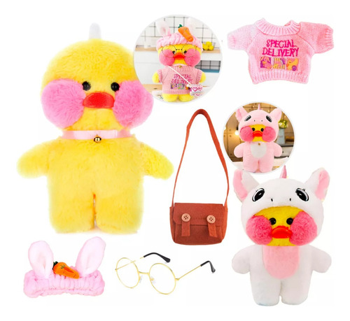 Peluches Lalafanfan + Pato Bebe Kawaii Lentes Cartera Ropa