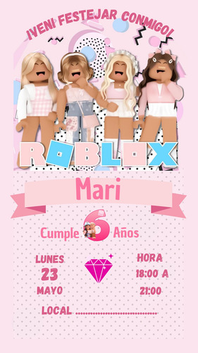 Tarjeta Invitación Digital - Cumpleaños Roblox Roblox