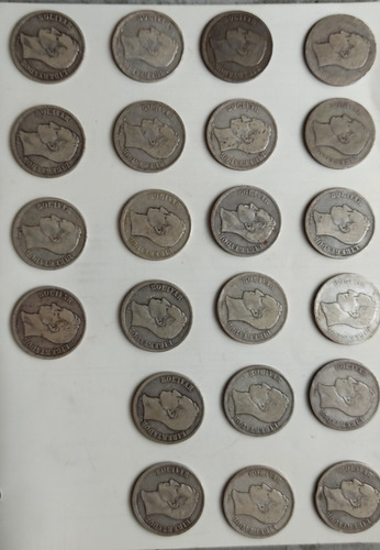Imagen 1 de 2 de Colección De 22 Monedas De Plata De 5 Bs. Desde 1876 A 1936.