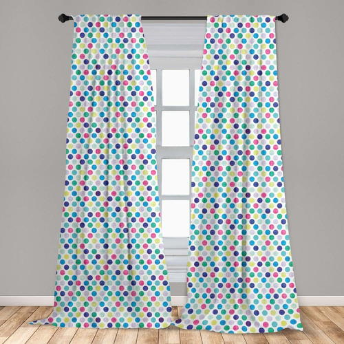 Colorful 2 Panel Curtain Set  Traditional Polka Dot Des...