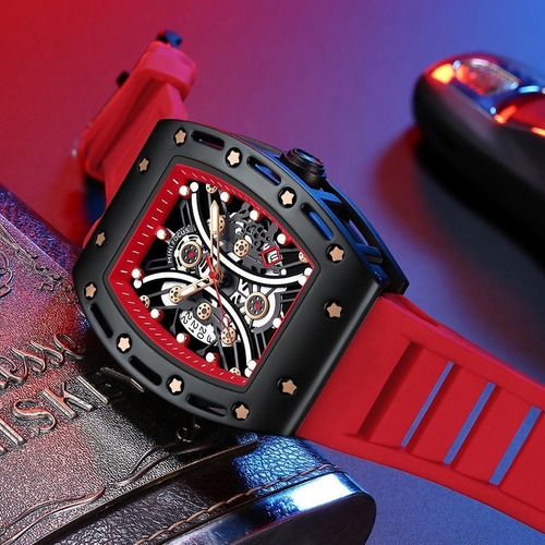 Relojes De Lujo Mini Focus Square Skeleton Para Hombre