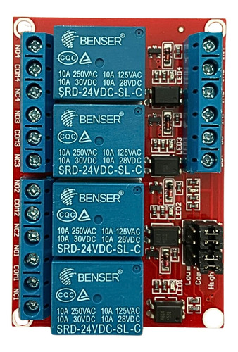 Módulo Relé 24v 10a 4 Canais Optoacopladores Para Arduino