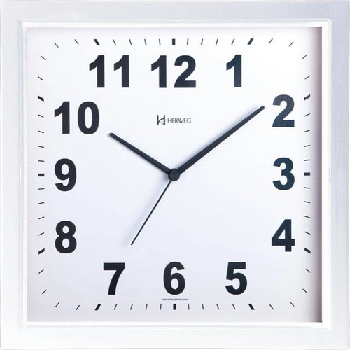 Relógio De Parede Herweg Quadrado 29cm Branco 660034-021
