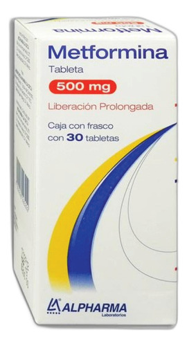 Metformina Alpharma 500mg C/30 Tabs Liberacion Prolongada