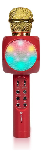 Microfono Karaoke Bluetooth Parlante Efectos Usb Recargable Portatil Potente Fiestas Cumpleaños Color Rojo