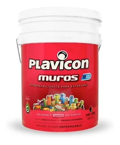 Imagen 2 de 7 de Plavicon Muros Y Frentes Impermeabilizante X 12 Kg