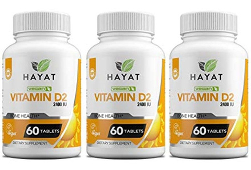 Hayat Vitamins Vitamina Natural Vegana D 2400 Iu, D2 (paquet