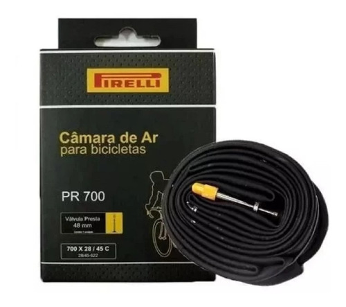 Câmara De Ar Pirelli 700x28/45 Válvula Presta 48mm Bico Fino