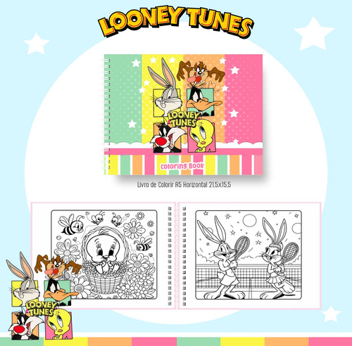 Livro De Colorir Looney Tunes Estilo Bobbie Goods Branco