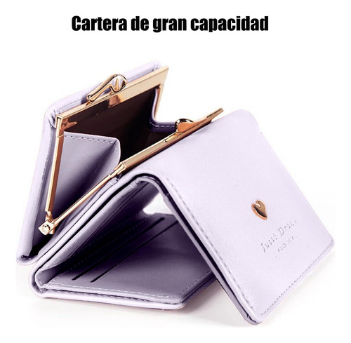 Cartera De Cuero Para Mujer, Linda Cartera Pequeña Plegable