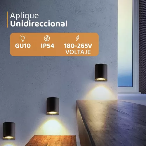 LUZ DESING, Aplique Unidireccional Con Led Gu10 Iluminacion Exterior