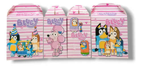 Labubu Kit Fiestas De Cumpleaños Cajas+vasos+platos 50p Bluey Rosa Bluey Rosa Bluey Rosa