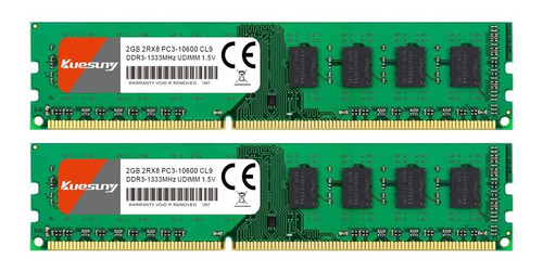 Memoria Ram Kuesuny Ddr3 1333mhz 2gbx2 Pc3 10600 Udimm