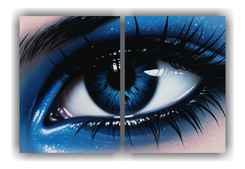 80x50cm Cuadro Canvas Arte Aerógrafo Ojos Azules Mujer