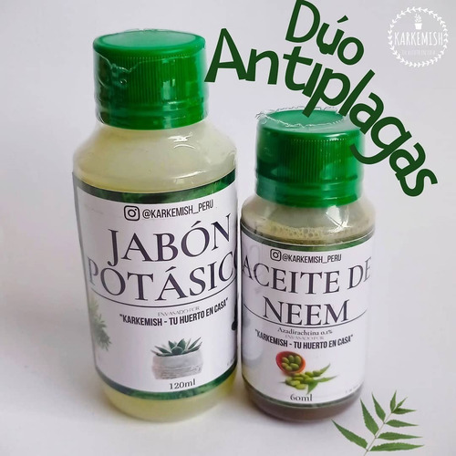 Imagen 1 de 2 de Jabon Potasico+aceite Neem: Insecticida Natural Para Plantas