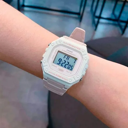 Reloj Mujer Casio W 218hc 4a2v Rosado Iluminator Color De La