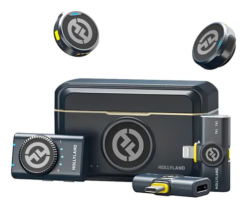 Sistema Microfone Lapela Lark M2 Combo Hollyland Preto