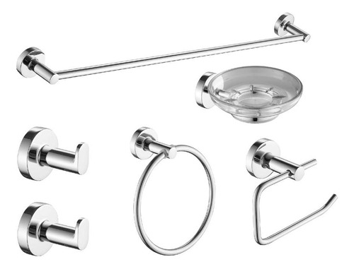 Imagen 1 de 6 de Accesorios Baño Kit Juego Piazza Sensus 6 Piezas Acero Inox