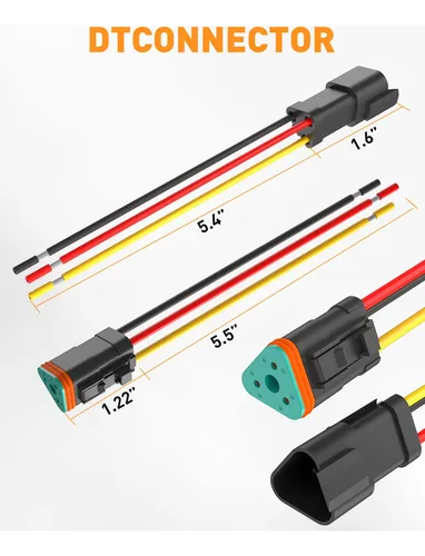 Conectores Dt 3 Pines Impermeables 16 Awg Automotriz 1,83 M