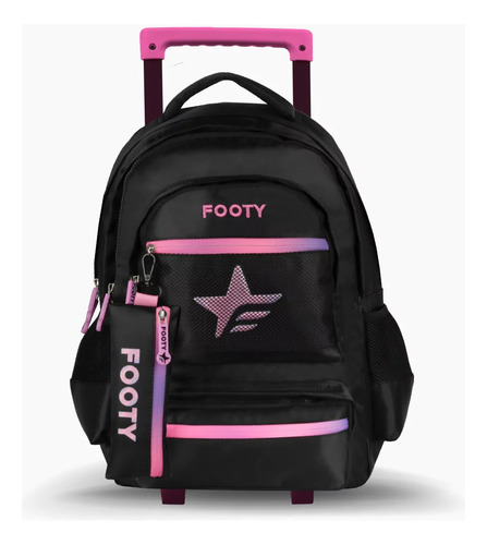 Mochila escolar Footy Big Kids Star 1041 color negro/rosa diseño liso 29L