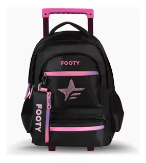 Mochila escolar Footy Big Kids Star 1041 color negro/rosa diseño lisa 29L