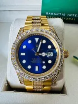Comprar Reloj Rolex Pedrería Dorado Fondo Azul Rolex