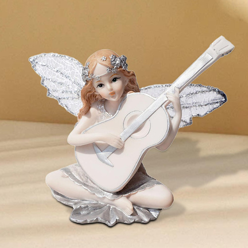 Estatua De Ángel Con Forma De Guitarra, Adorno De Mesa,