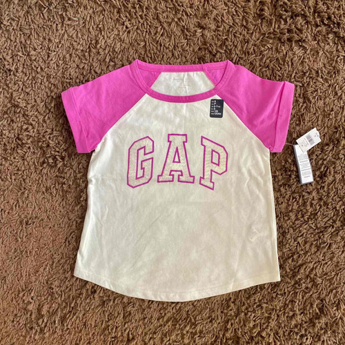 Polera Logo Gap Niña Glitter Nueva Original Talla S