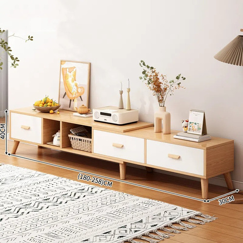 Rack Mueble Tv Ancho Extendible 180-258cm Moderno Minimalist Beige