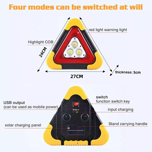 Kit Emergencia Auto Triángulo Led Seguridad De Advertencia