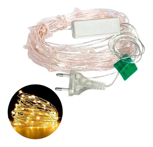 Kit 6 Fio Fada Cobre Cordão Luz Natal 10m 100 Leds Tomada