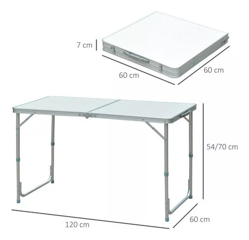 Mesa De Camping Plegable Y Convertible Con Altura Regulable