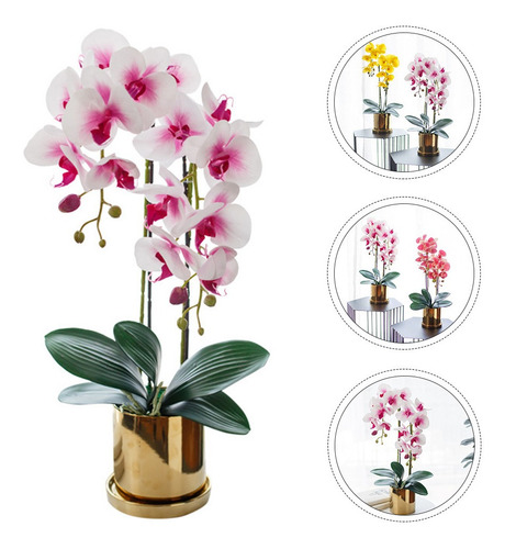 Flores De Orquídea Artificiales En Maceta Orquídea Phalaenop