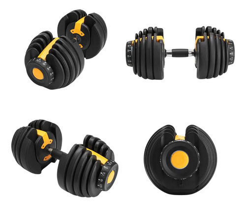 Dumbbell Halter Com Anilhas Regulável 24kg Ahead Sports Cor Amarelo