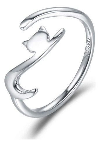 Nuevo S925 Plata De Gato Diseño Anillos For Mujere Madre