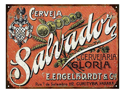 Cartel De Chapa Publicidad Cerveza Salvador M579