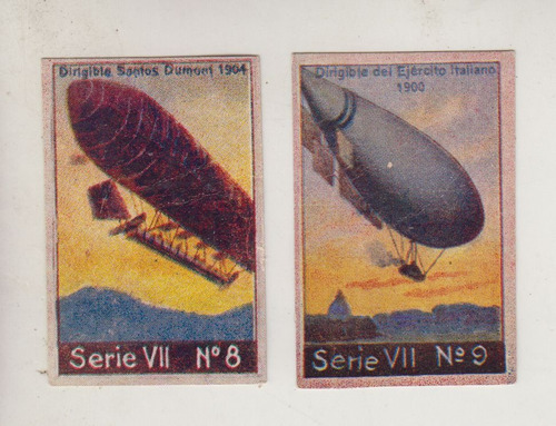 2 Figuritas Antiguas De Dirigibles Santos Dumont E Italiano 