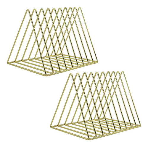 Revistero Librero De Metal Dorado Con 9 Ranuras Paquete De 2