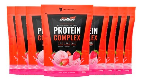 Combo - 8x Protein Complex Premium - 1800g Cada - New Millen Sabor Morango