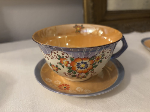 Antiguo Juego De Tazas, Porcelana Japonesa Pintada A Mano (Usado)