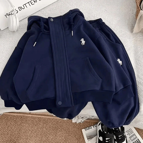 Conjunto De Sudadera Y Pantalones Con Capucha Para Niños De