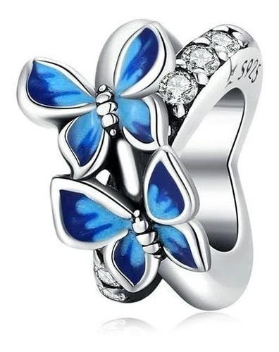 Charm Mariposas Azules - Plata De Ley S925